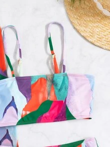 SHEIN Swim Summer Beach 3packs Color Block Bikini & Beach Skirt - Multicolor - View 3
