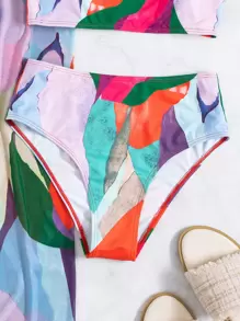 SHEIN Swim Summer Beach 3packs Color Block Bikini & Beach Skirt - Multicolor - View 4