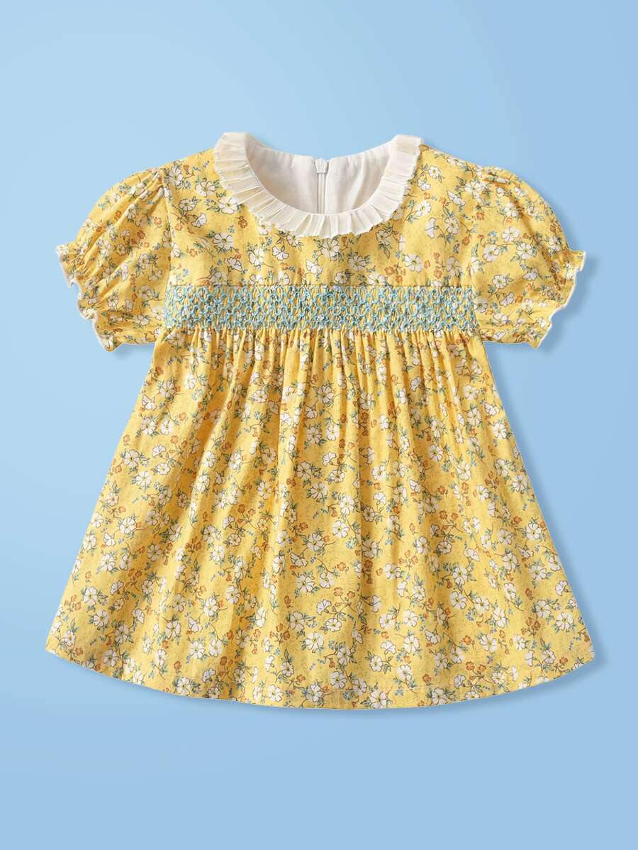 Đầm Bé Gái Trẻ Trung Mùa Hè Ngắn Tay Retro Đầm Công Chúa Phong Cách Nông Thôn Ditsy Hoa Bé Gái - Nhiều màu - Xem 1