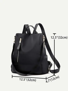 極簡經典背包書包書包適用於學校戶外輕便,便攜 - 黑色 - 查看 6