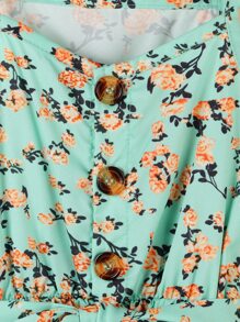 SHEIN 小女童荷葉袖荷葉邊腰帶吊帶連體短褲 - 彩色 - 查看 5