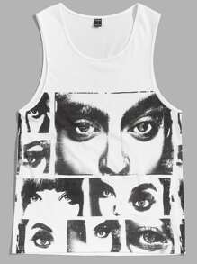 Manfinity Men Figure Graphic Tank Top - Black and White - View 1