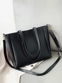 Waterproof,Lightweight,Business Casual Minimalist Shoulder Tote Bag For Teen Girls Women College Students,Rookies & White-collar Workers Perfect for Office,College,Work ,Business,Commute,Outdoors, Travel, Outings - Black - View 1