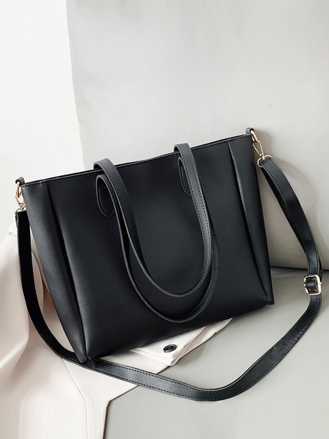 Waterproof,Lightweight,Business Casual Minimalist Shoulder Tote Bag For Teen Girls Women College Students,Rookies & White-collar Workers Perfect for Office,College,Work ,Business,Commute,Outdoors, Travel, Outings - Black - View 1