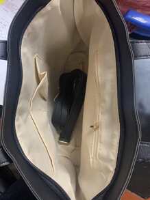 Waterproof,Lightweight,Business Casual Minimalist Shoulder Tote Bag For Teen Girls Women College Students,Rookies & White-collar Workers Perfect for Office,College,Work ,Business,Commute,Outdoors, Travel, Outings - Black - View 3