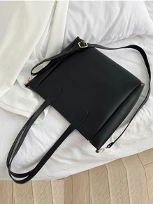 Waterproof,Lightweight,Business Casual Minimalist Shoulder Tote Bag For Teen Girls Women College Students,Rookies & White-collar Workers Perfect for Office,College,Work ,Business,Commute,Outdoors, Travel, Outings - Black - View 6