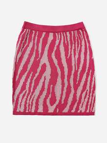 Áo len váy oversized Sọc ngựa vằn Giải trí - Hồng - Xem 2