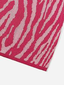 Áo len váy oversized Sọc ngựa vằn Giải trí - Hồng - Xem 3