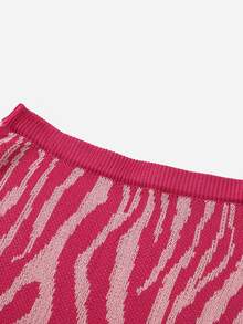 Áo len váy oversized Sọc ngựa vằn Giải trí - Hồng - Xem 4