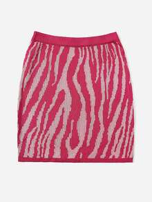 Áo len váy oversized Sọc ngựa vằn Giải trí - Hồng - Xem 5