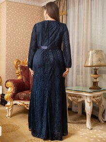 Modelyn Vestito taglia curvy con inserti in rete e motivo geometrico