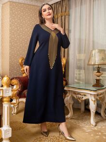 Al Najma Plus Size Striped Print Dress