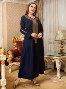 Al Najma Plus Size Striped Print Dress