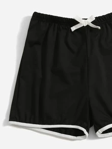 Girls Letter Graphic Cami Top & Hooded Top & Contrast Binding Shorts - Multicolor - View 3