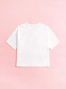 Niñitas Camiseta unicolor de cuello redondo - Blanco - Ver 2