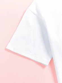 Niñitas Camiseta unicolor de cuello redondo - Blanco - Ver 4