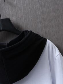 Manfinity Tops Nam Dây kéo Hoạt hình Lá thư Sẵn sàng - Đen và trắng - Xem 6