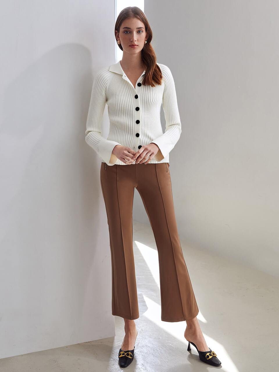 WOOL MIX BELL SLEEVE CARDIGAN
