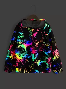 SHEIN Young Boy Reflective Splash Print Hoodie - Multicolor - View 1