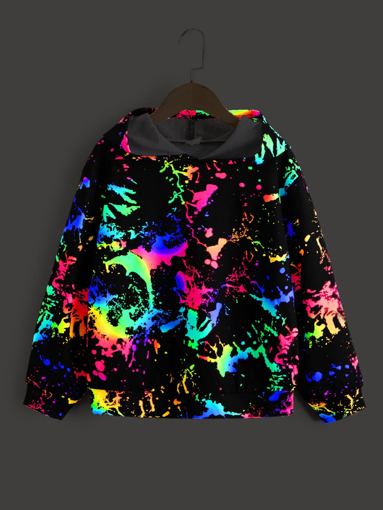 SHEIN Young Boy Reflective Splash Print Hoodie - Multicolor - View 1