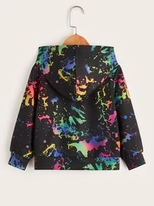 SHEIN Young Boy Reflective Splash Print Hoodie - Multicolor - View 2