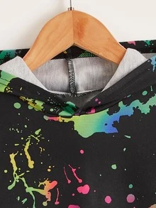 SHEIN Young Boy Reflective Splash Print Hoodie - Multicolor - View 3