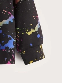 SHEIN Young Boy Reflective Splash Print Hoodie - Multicolor - View 4