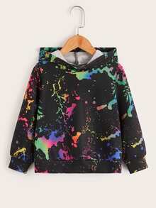 SHEIN Young Boy Reflective Splash Print Hoodie - Multicolor - View 5
