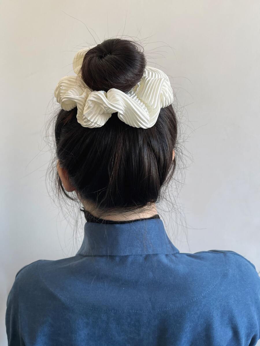 Ruched Scrunchie rắn - trắng - Xem 1