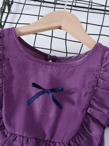 Niñas Vestido línea A ribete con fruncido con lazo delantero