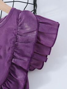 Niñas Vestido línea A ribete con fruncido con lazo delantero