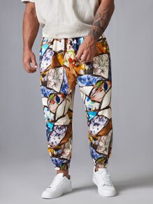 Manfinity Quần Nam Dây kéo Túi Tất cả trên in Đường phố - Nhiều màu - Xem 1