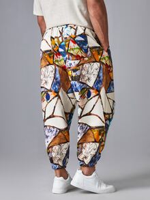 Manfinity Quần Nam Dây kéo Túi Tất cả trên in Đường phố - Nhiều màu - Xem 2