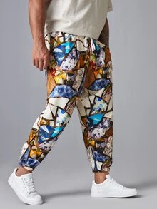 Manfinity Quần Nam Dây kéo Túi Tất cả trên in Đường phố - Nhiều màu - Xem 5