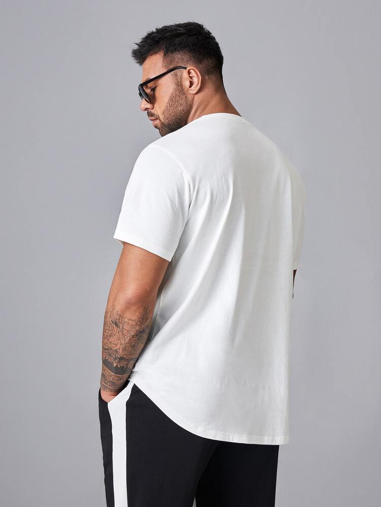 Hombres 2 piezas Camiseta de color combinado de cuello redondo - Blanco - Añade 2