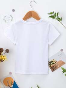 小女童字母和皇冠圖案T恤 - 白色 - 查看 2