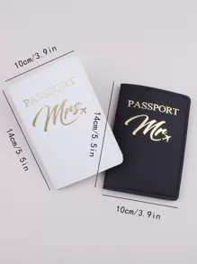 2Pcs Letter Graphic Passport Case Passport Holder Passport Cover Passport Wallet Passport Bag Passport Pouch For Travel Flight For Flight For Back To School For Men And Women Travel Essentials Travel Accessories Valentines Gifts For Valentine's Day Women Gifts Couple Gifts - Black and White - View 6
