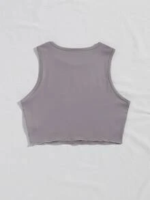 SHEIN Unity Top tank corto con estampado de sol y luna - Gris - Ver 2