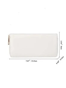 Cartera larga de unicolor casual, portacartas, adecuada para uso diario y regalo de vacaciones - Blanco - Ver 8