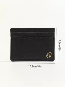 心形图案鳄鱼压纹轻便便携卡包身份证件白领人士节日纪念日生日礼物配饰礼物心形钱包带卡槽小钱包多层礼物送给男朋友情人节父亲节经典时尚简约纹理女士卡包名片夹钱包名片夹信用卡夹男士迷你钱包卡片钱包 - 黑色 - 查看 5