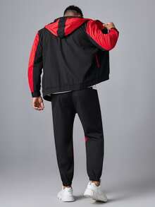 Manfinity Men Plus Zip Up Two Tone Hoodie & Contrast Sideseam Pants - Multicolor - View 2