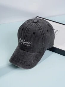 字母刺繡棒球帽 - 灰色 - 查看 2