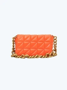 CONTAINEVERY Quilted Chain Square Bag - Orange - View 1