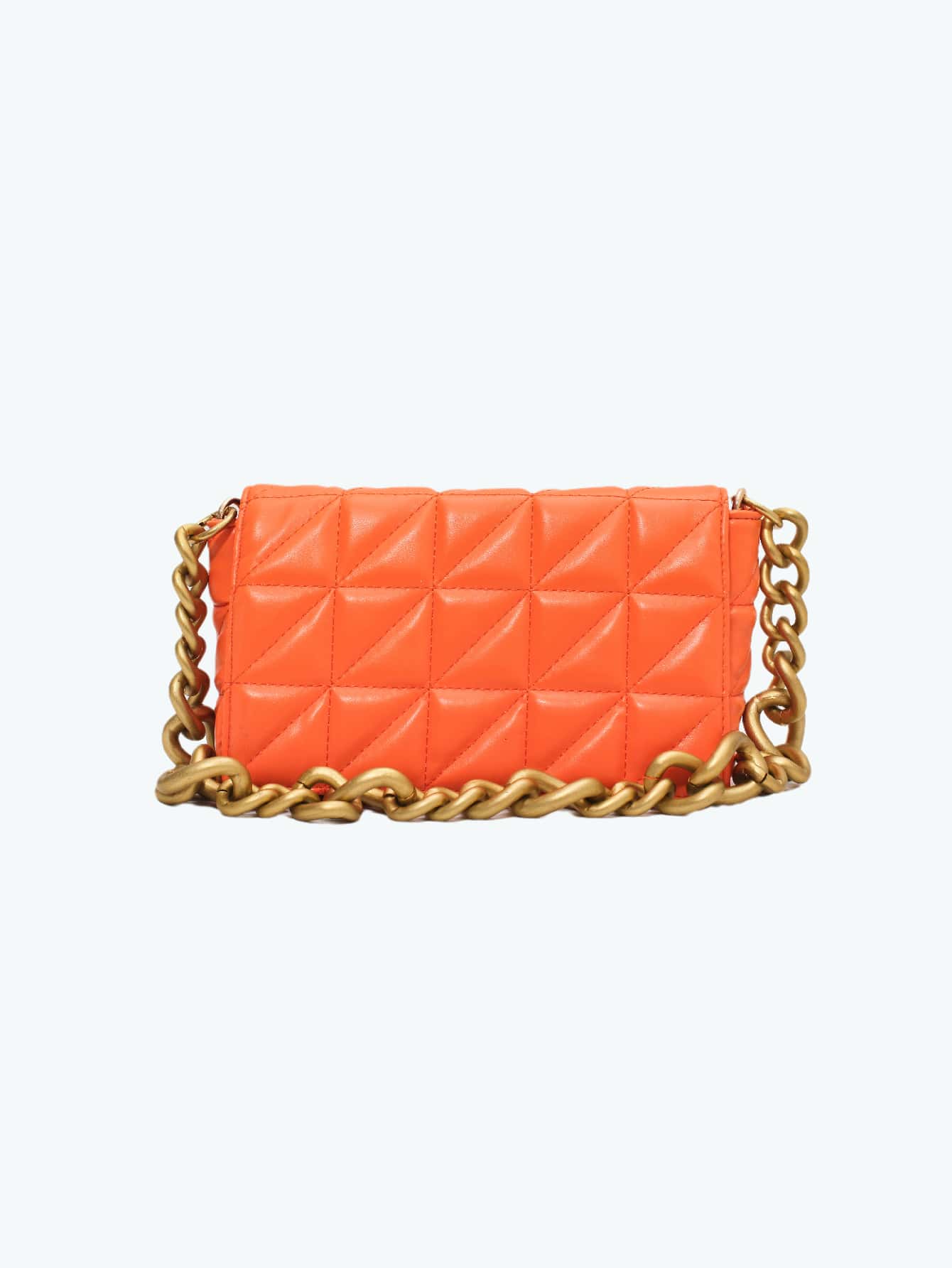 CONTAINEVERY Quilted Chain Square Bag - Orange - View 1