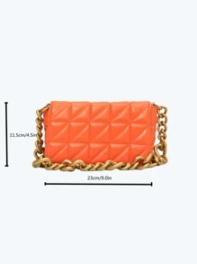 CONTAINEVERY Quilted Chain Square Bag - Orange - View 3