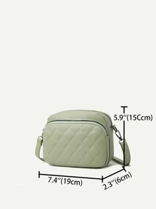 Mini Quilted Pattern Zip Front Novelty Bag - Green - View 7