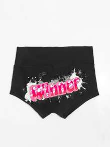 Letter Graphic Bikini Bottom, For Summer Beach Vacation - Multicolor - View 5