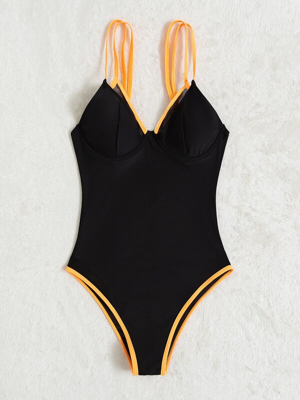 SHEIN Swim SPRTY Costume intero push up cuciture bordate SHEIN ITALIA