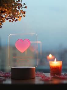 1pc Valentine's Day Heart Pattern Decorative Light - Yellow - View 1