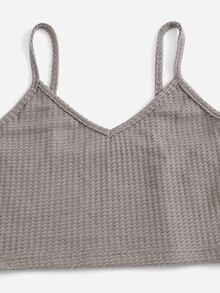 Waffle Knit Knot Front Lounge Set - Mocha Brown - View 5